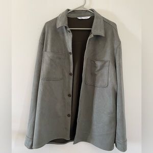 Mens Zara Grey Suede Shirt Jacket